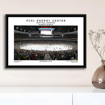 Xcel Energy Center, Minnesota Wild Hockey Stadium Wall Art Print, Sport Art Print, Framed Canvas Print Wall Art