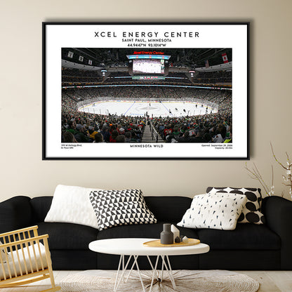Xcel Energy Center, Minnesota Wild Hockey Stadium Wall Art Print, Sport Art Print, Framed Canvas Print Wall Art