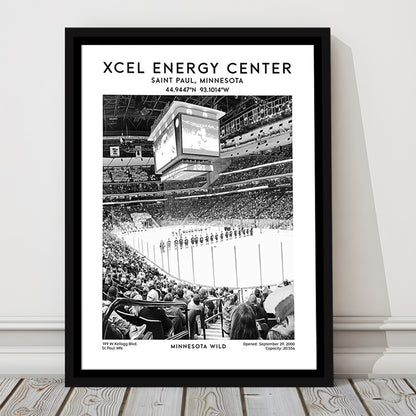 Xcel Energy Centre Stadium Black And White, Minnesota Wild Hockey Stadium Wall Art, Framed Canvas Prints Wall Art
