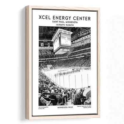 Xcel Energy Centre Stadium Black And White, Minnesota Wild Hockey Stadium Wall Art, Framed Canvas Prints Wall Art