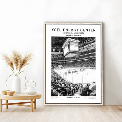 Xcel Energy Centre Stadium Black And White, Minnesota Wild Hockey Stadium Wall Art, Framed Canvas Prints Wall Art