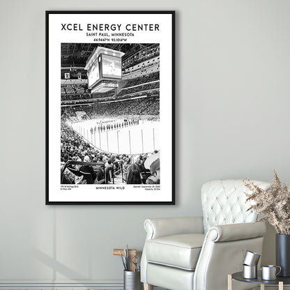 Xcel Energy Centre Stadium Black And White, Minnesota Wild Hockey Stadium Wall Art, Framed Canvas Prints Wall Art