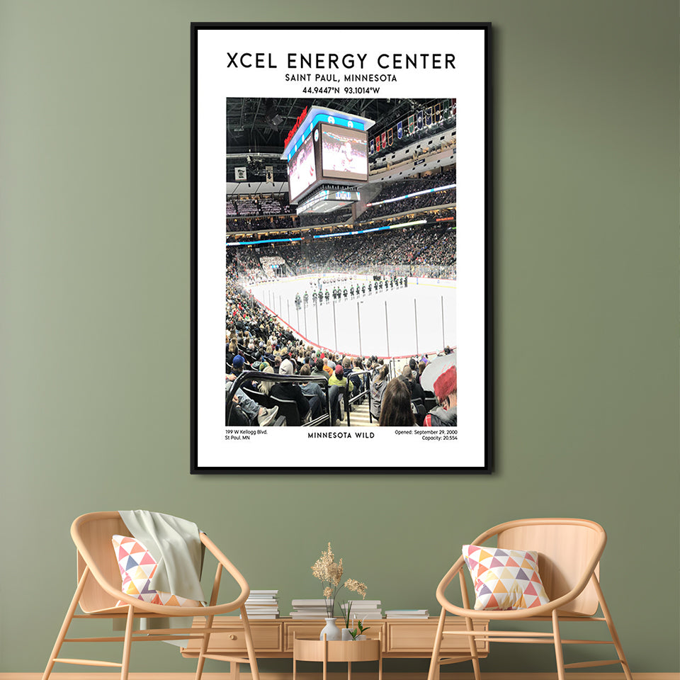 Xcel Energy Centre Print, Minnesota Wild Hockey Stadium Wall Art, Framed Canvas Prints Wall Art