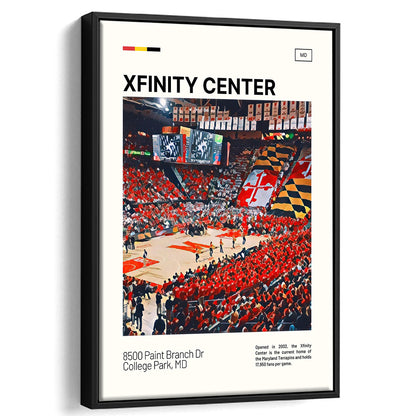 Xfinity Center Print, Maryland Terrapins Stadium Canvas Art, Man Cave Gift, Floating Framed Canvas Print Wall Art