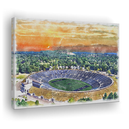 Yale Bowl Painting Stadium Watercolor, New Haven Connecticut Watercolor, Sport Art, Gifts for him, Canvas Print Wall Art
