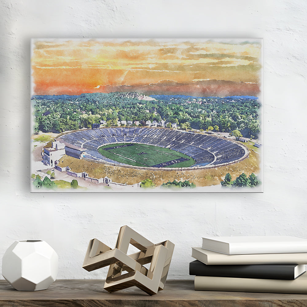 Yale Bowl Painting Stadium Watercolor, New Haven Connecticut Watercolor, Sport Art, Gifts for him, Canvas Print Wall Art