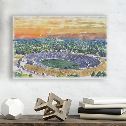 Yale Bowl Painting Stadium Watercolor, New Haven Connecticut Watercolor, Sport Art, Gifts for him, Canvas Print Wall Art