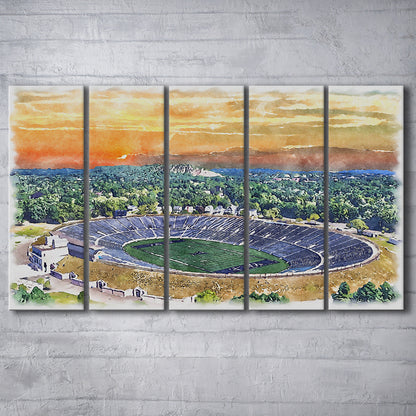 Yale Bowl Painting Stadium Watercolor, New Haven Connecticut Watercolor, Sport Art, Extra Large Canvas Print
