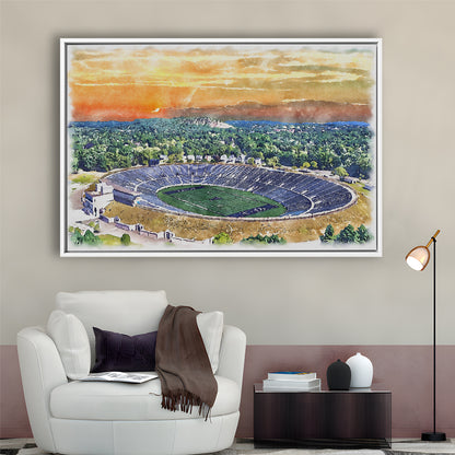 Yale Bowl Stadium Watercolor, New Haven Connecticut Watercolor, Sport Gift Art, Framed Canvas Print Wall Art