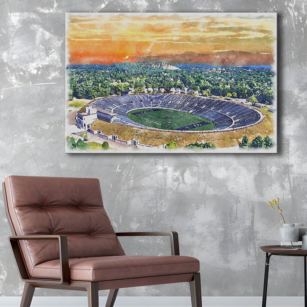 Yale Bowl Painting Stadium Watercolor, New Haven Connecticut Watercolor, Sport Art, Gifts for him, Canvas Print Wall Art
