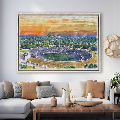 Yale Bowl Stadium Watercolor, New Haven Connecticut Watercolor, Sport Gift Art, Framed Canvas Print Wall Art