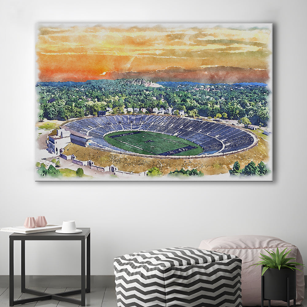 Yale Bowl Painting Stadium Watercolor, New Haven Connecticut Watercolor, Sport Art, Gifts for him, Canvas Print Wall Art