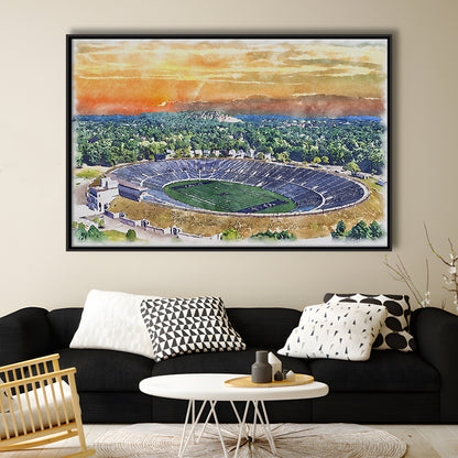 Yale Bowl Stadium Watercolor, New Haven Connecticut Watercolor, Sport Gift Art, Framed Canvas Print Wall Art