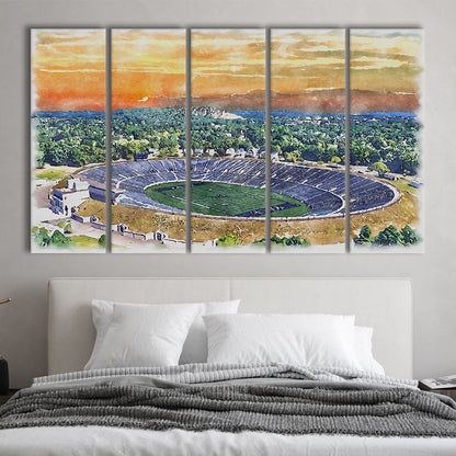 Yale Bowl Painting Stadium Watercolor, New Haven Connecticut Watercolor, Sport Art, Extra Large Canvas Print