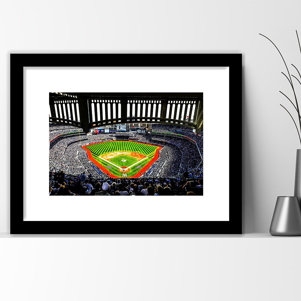 Yankee New York, Stadium Canvas, Sport Art, Gift for him, White Border Framed Art Print Wall Decor