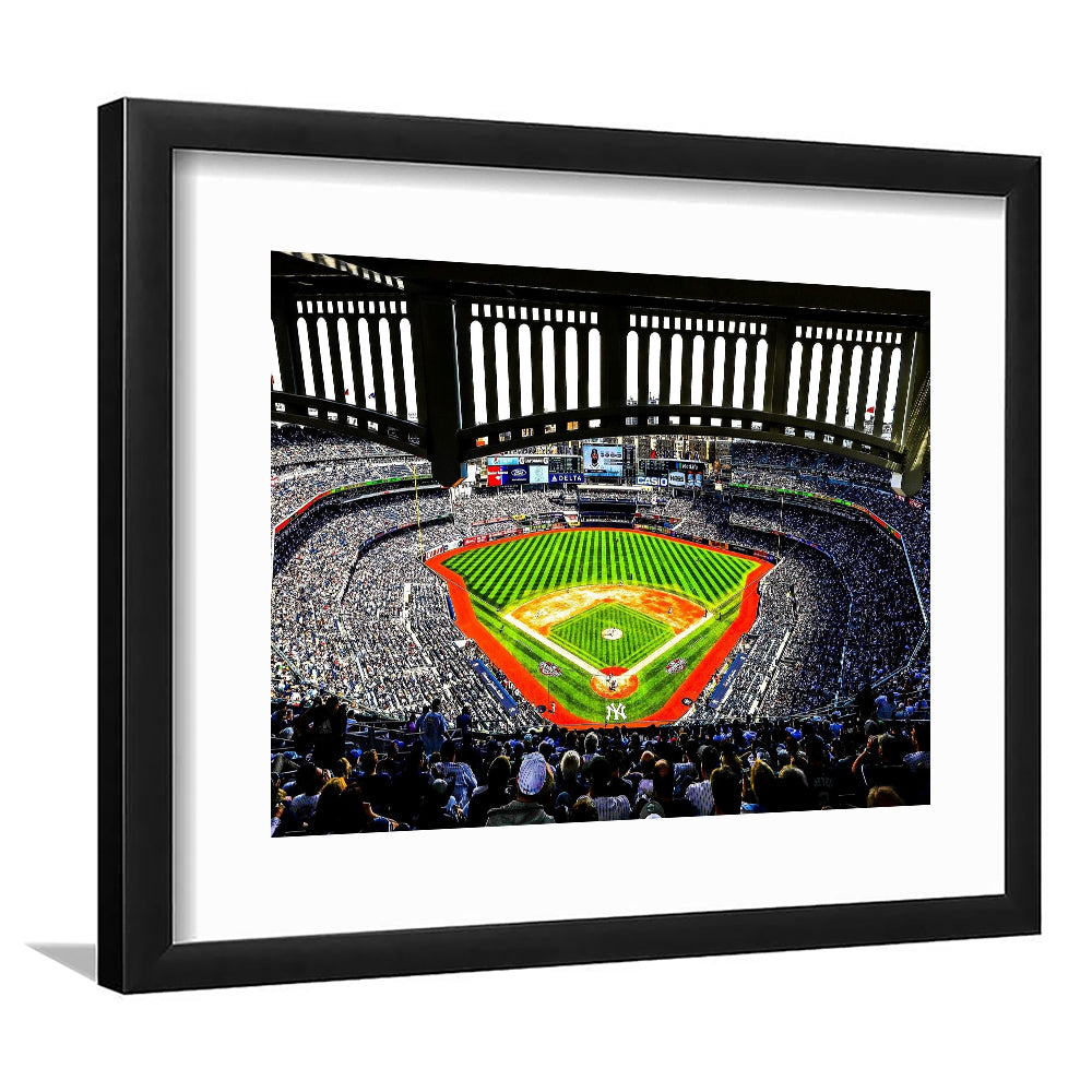 Yankee New York, Stadium Canvas, Sport Art, Gift for him, White Border Framed Art Print Wall Decor