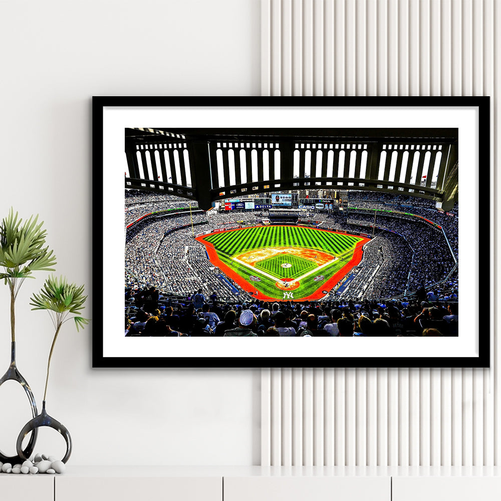 Yankee New York, Stadium Canvas, Sport Art, Gift for him, White Border Framed Art Print Wall Decor