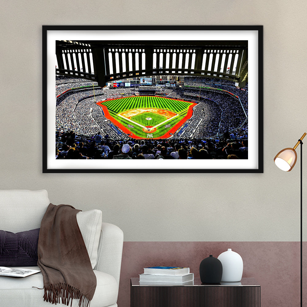 Yankee New York, Stadium Canvas, Sport Art, Gift for him, White Border Framed Art Print Wall Decor
