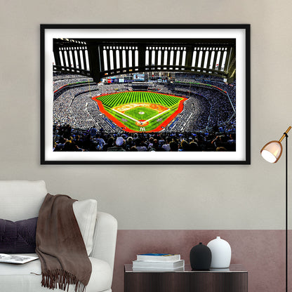 Yankee New York, Stadium Canvas, Sport Art, Gift for him, White Border Framed Art Print Wall Decor