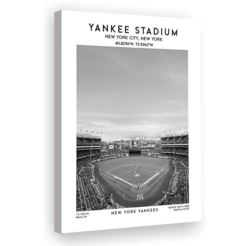 Yankee Stadium Black And White, Yankees Baseball Stadium Wall Art, Canvas Prints Wall Art, Man Cave Decor