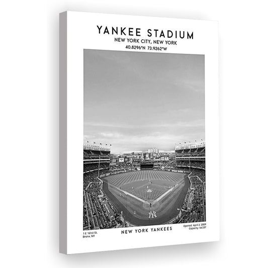 Yankee Stadium Black And White, Yankees Baseball Stadium Wall Art, Canvas Prints Wall Art, Man Cave Decor
