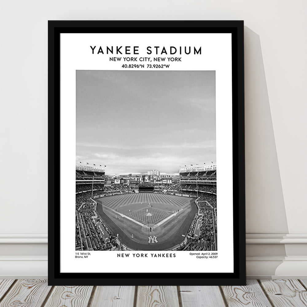 Yankee Stadium Black And White, Yankees Baseball Stadium Wall Art, Framed Canvas Prints Wall Art