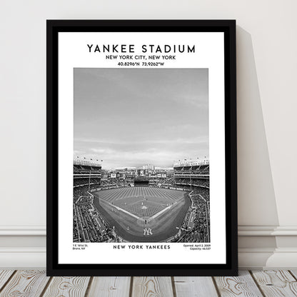 Yankee Stadium Black And White, Yankees Baseball Stadium Wall Art, Framed Canvas Prints Wall Art
