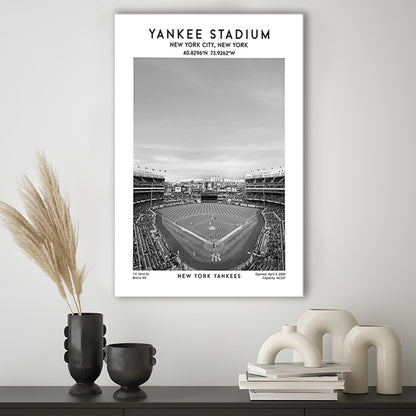 Yankee Stadium Black And White, Yankees Baseball Stadium Wall Art, Canvas Prints Wall Art, Man Cave Decor