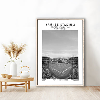 Yankee Stadium Black And White, Yankees Baseball Stadium Wall Art, Framed Canvas Prints Wall Art