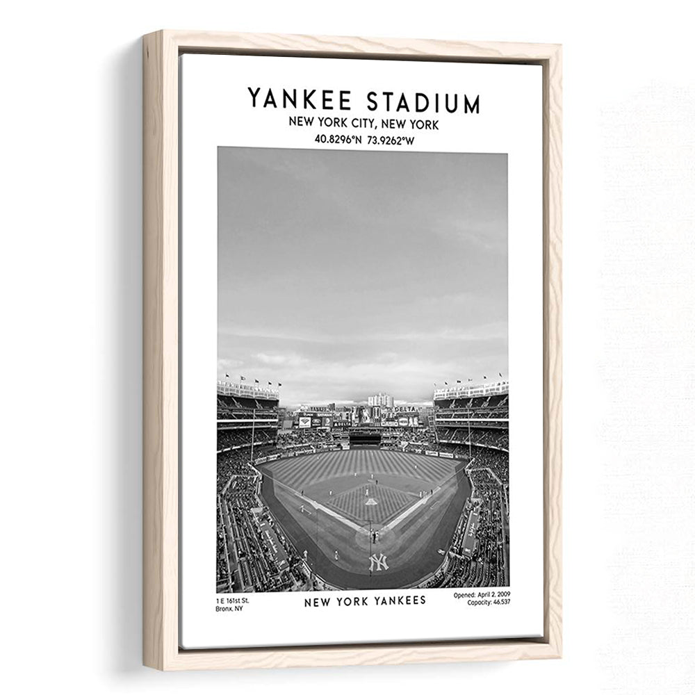 Yankee Stadium Black And White, Yankees Baseball Stadium Wall Art, Framed Canvas Prints Wall Art