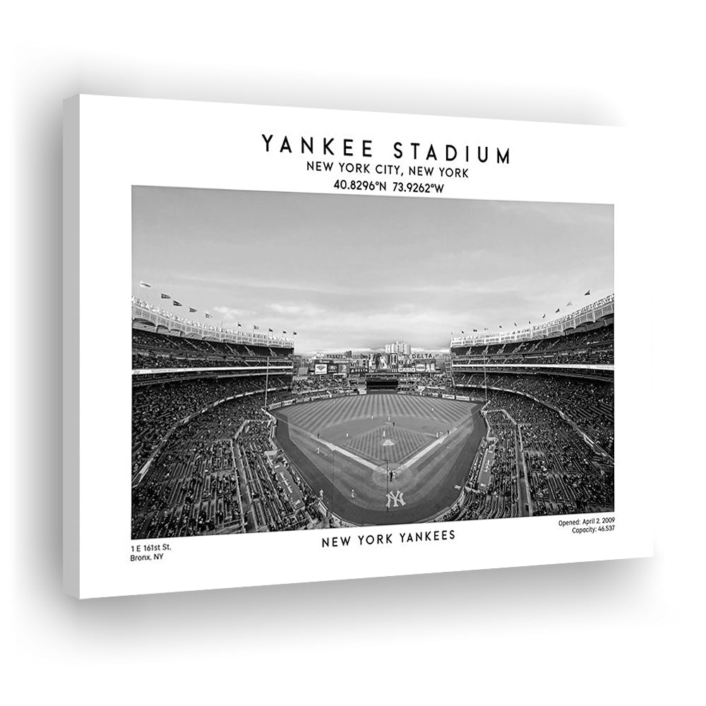 Yankee Stadium Black And White, Yankees Baseball Stadium Wall Art Print, Canvas Print Wall Art, Man Cave Gift