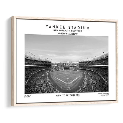 Yankee Stadium Black And White, Yankees Baseball Stadium Wall Art Print, Framed Canvas Print Wall Art