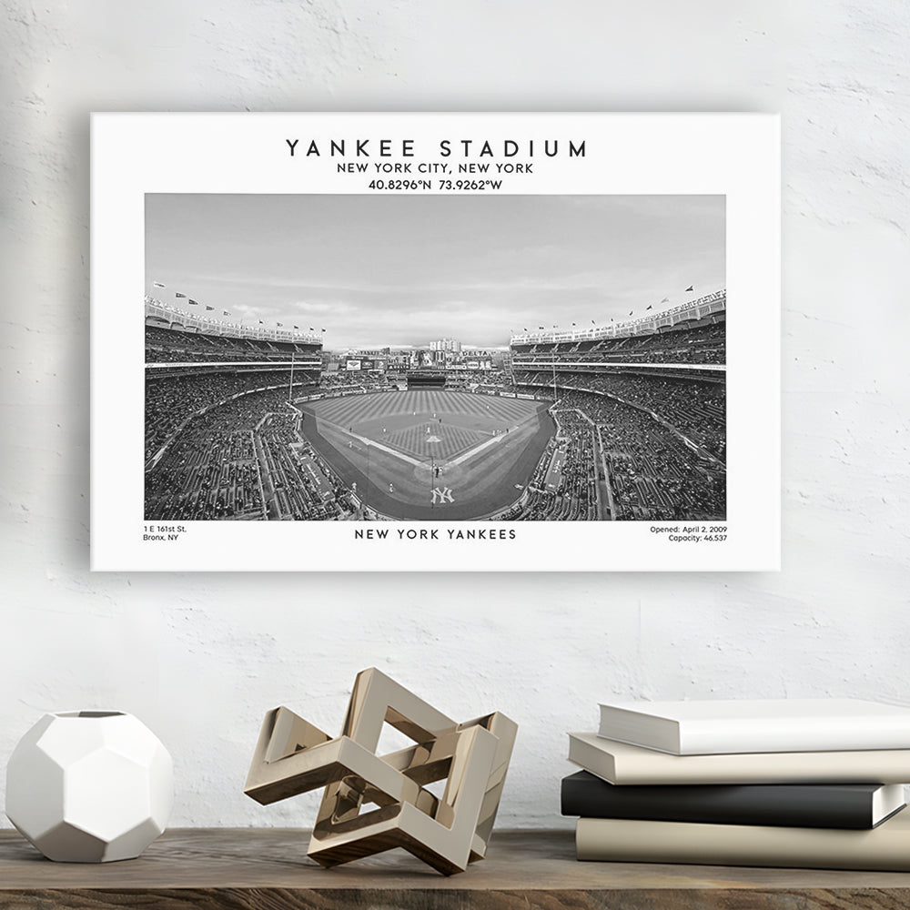 Yankee Stadium Black And White, Yankees Baseball Stadium Wall Art Print, Canvas Print Wall Art, Man Cave Gift