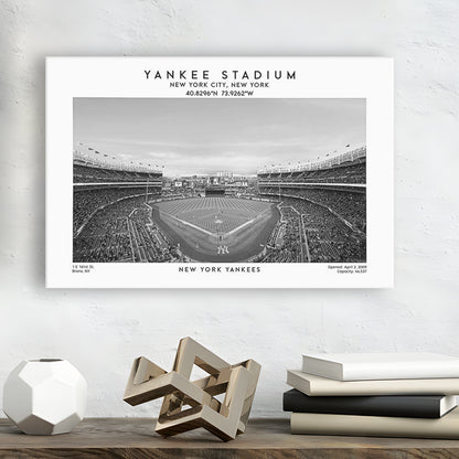 Yankee Stadium Black And White, Yankees Baseball Stadium Wall Art Print, Canvas Print Wall Art, Man Cave Gift