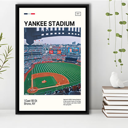 Yankee Stadium Print, NY Yankees Stadium Canvas Art, Man Cave Gift, Floating Framed Canvas Print Wall Art