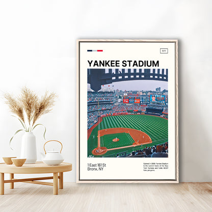 Yankee Stadium Print, NY Yankees Stadium Canvas Art, Man Cave Gift, Floating Framed Canvas Print Wall Art