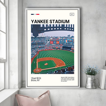 Yankee Stadium Print, NY Yankees Stadium Canvas Art, Man Cave Gift, Floating Framed Canvas Print Wall Art