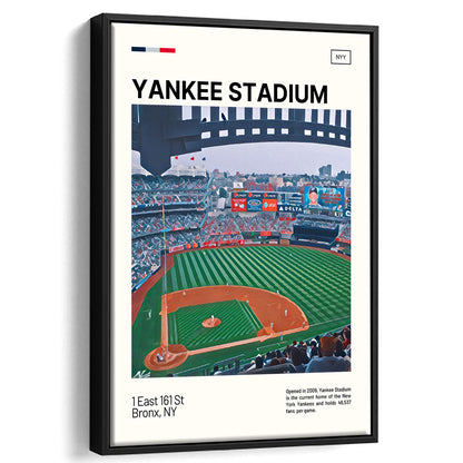 Yankee Stadium Print, NY Yankees Stadium Canvas Art, Man Cave Gift, Floating Framed Canvas Print Wall Art