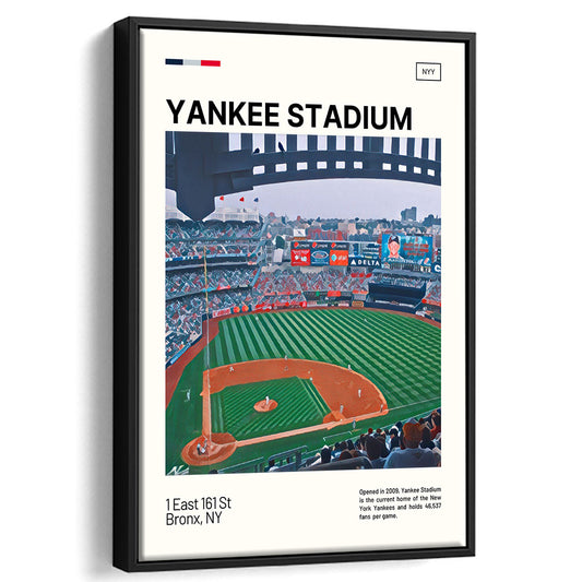 Yankee Stadium Print, NY Yankees Stadium Canvas Art, Man Cave Gift, Floating Framed Canvas Print Wall Art