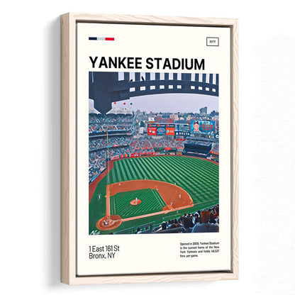 Yankee Stadium Print, NY Yankees Stadium Canvas Art, Man Cave Gift, Floating Framed Canvas Print Wall Art