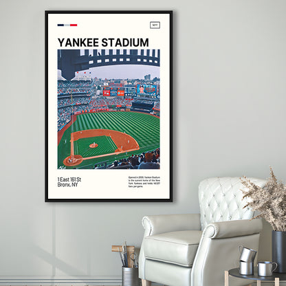Yankee Stadium Print, NY Yankees Stadium Canvas Art, Man Cave Gift, Floating Framed Canvas Print Wall Art