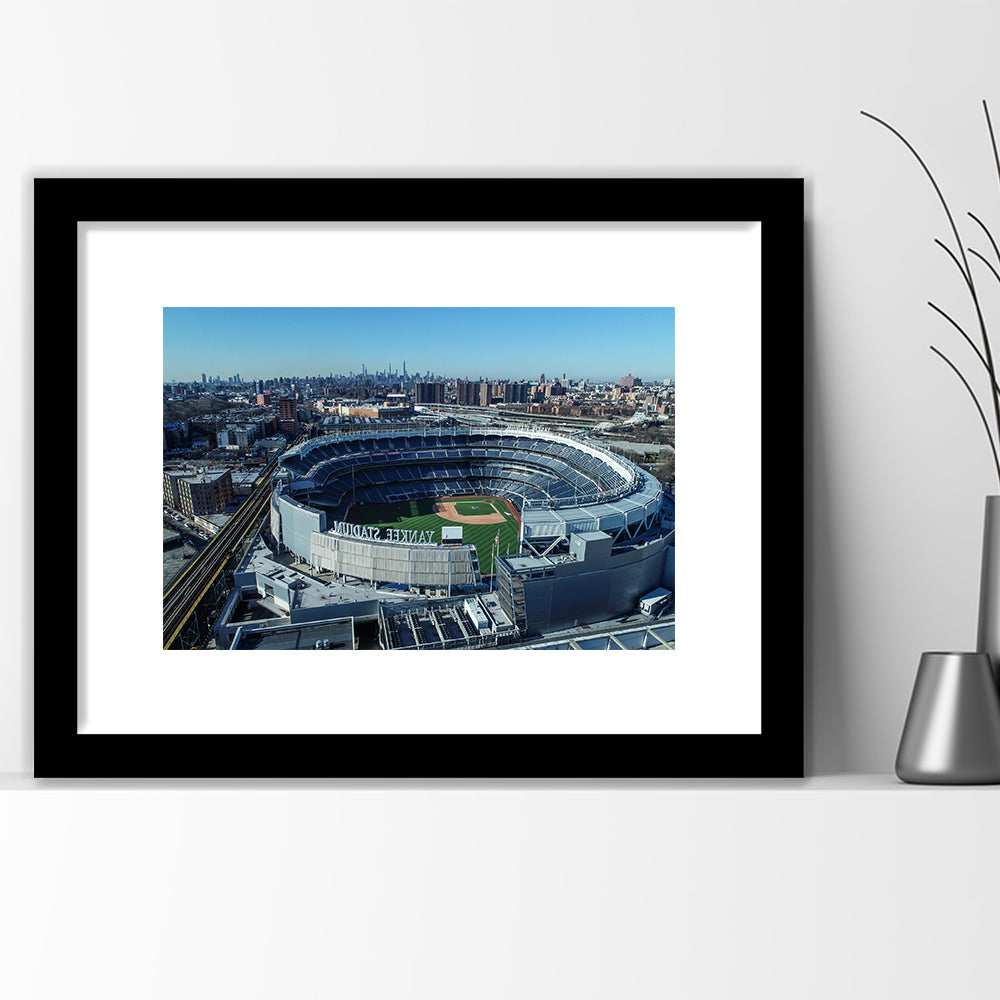 Yankee Stadium, Stadium Canvas, Sport Art, Gift for him, White Border Framed Art Print Wall Decor