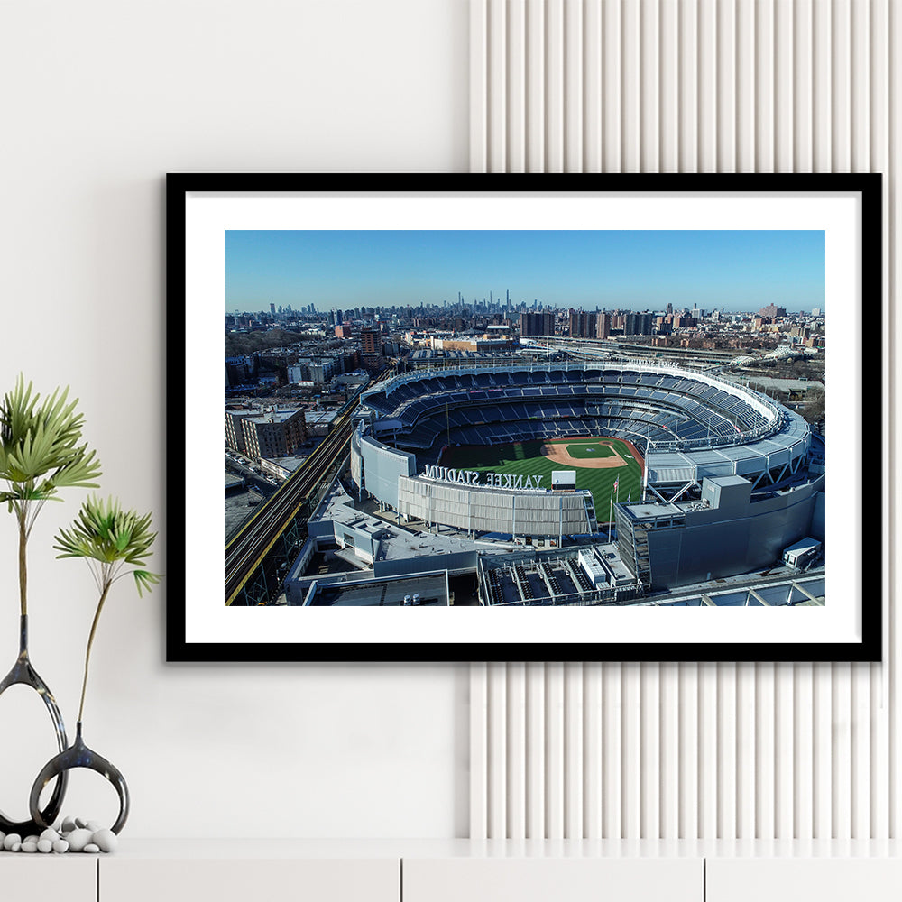 Yankee Stadium, Stadium Canvas, Sport Art, Gift for him, White Border Framed Art Print Wall Decor