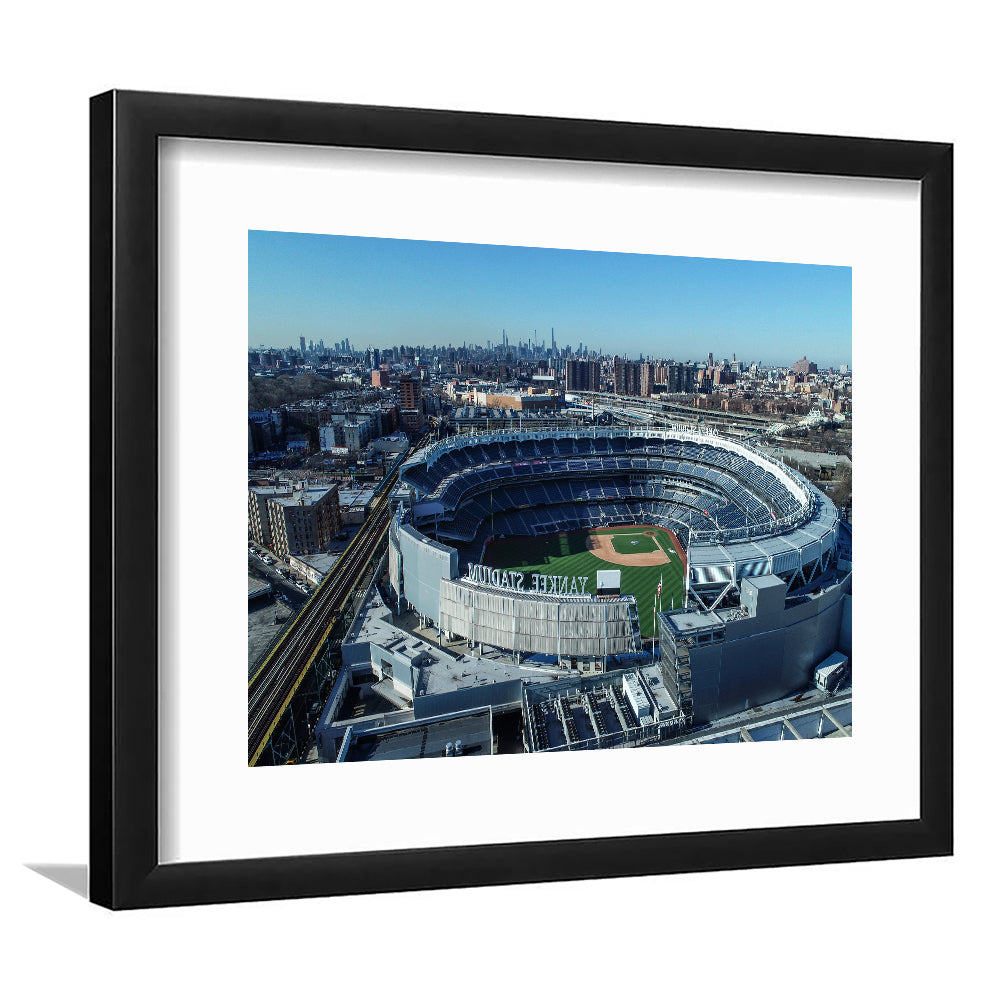 Yankee Stadium, Stadium Canvas, Sport Art, Gift for him, White Border Framed Art Print Wall Decor
