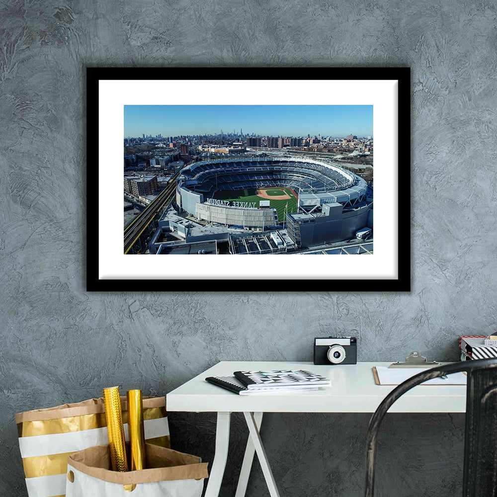 Yankee Stadium, Stadium Canvas, Sport Art, Gift for him, White Border Framed Art Print Wall Decor