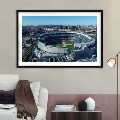 Yankee Stadium, Stadium Canvas, Sport Art, Gift for him, White Border Framed Art Print Wall Decor