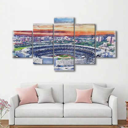 Yankee Painting Print Stadium Watercolor Painting, Sport Art, Mixed 5 Panel, Canvas Print Wall Art