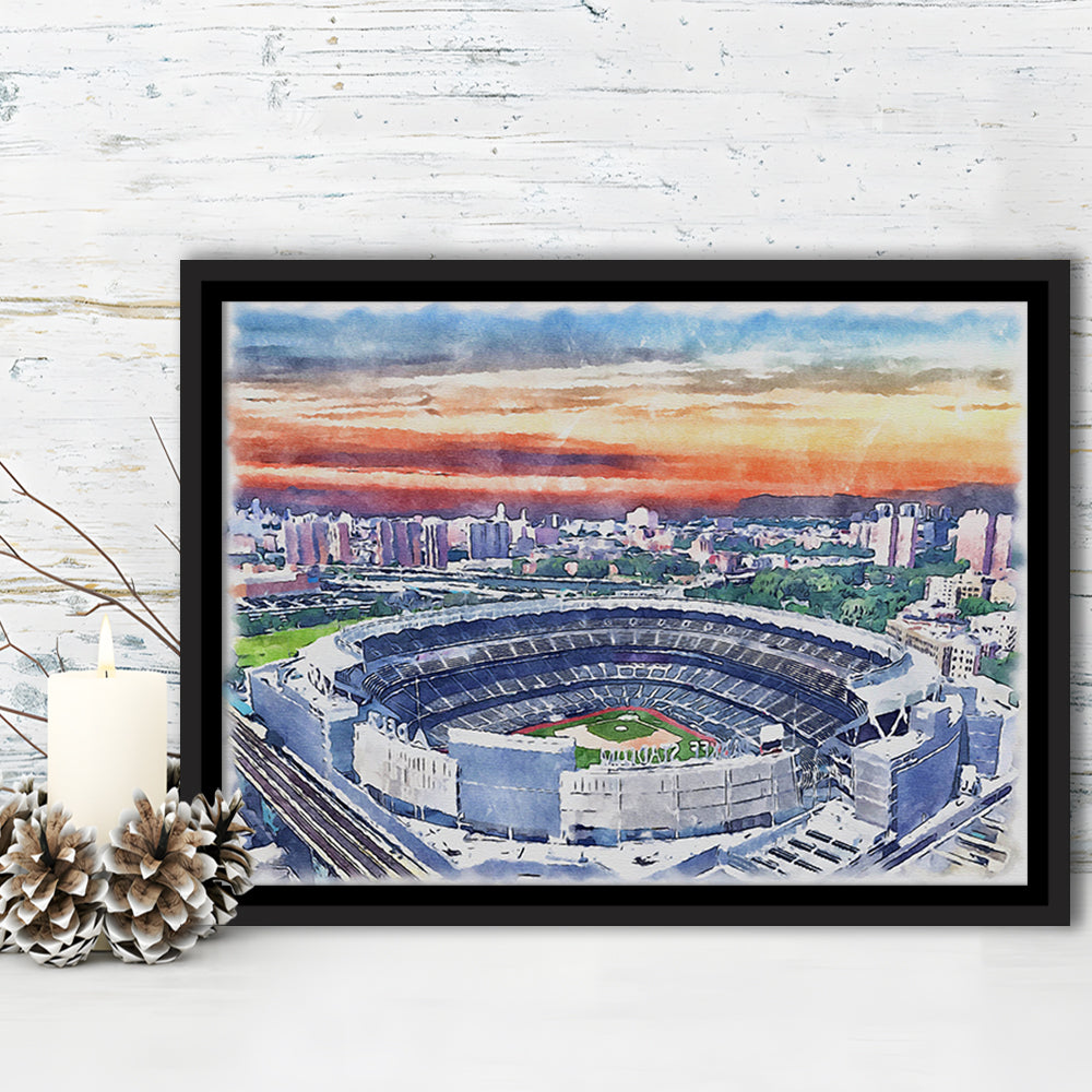 Yankee Painting Print Stadium Watercolor Painting, Sport Gift Art, Framed Canvas Print Wall Art