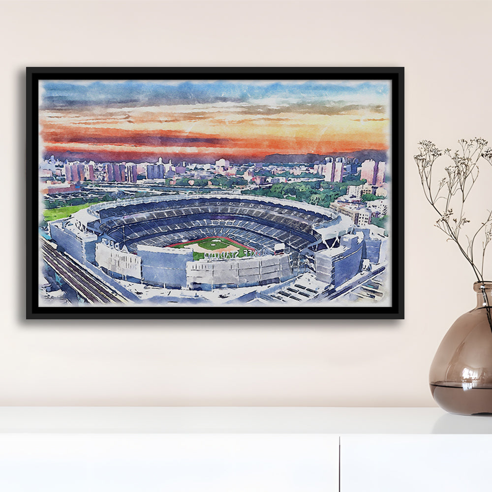 Yankee Painting Print Stadium Watercolor Painting, Sport Gift Art, Framed Canvas Print Wall Art