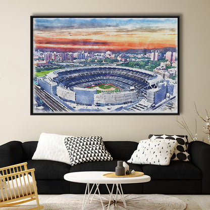 Yankee Painting Print Stadium Watercolor Painting, Sport Gift Art, Framed Canvas Print Wall Art